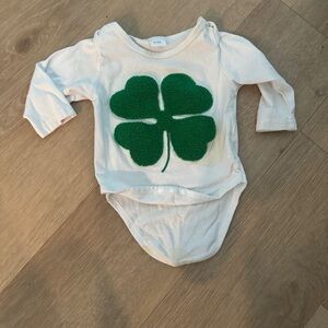 Baby White One-Piece Bodysuit with Green Clover
